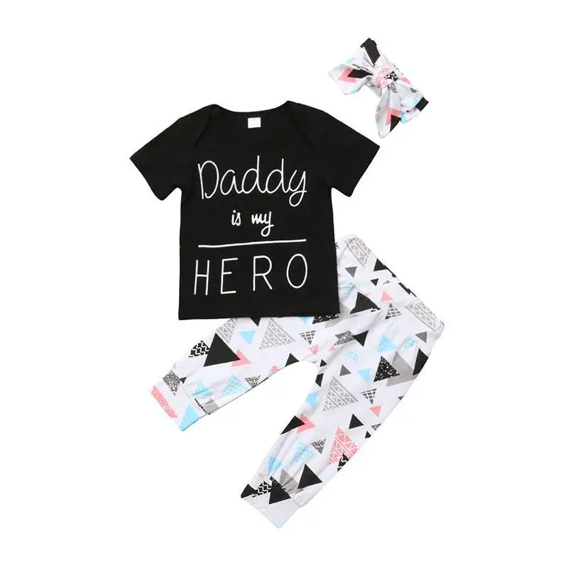 Daddy is hero/лето г.; Модный комплект одежды для маленьких мальчиков; одежда для малышей; черный костюм с короткими рукавами и надписью - Цвет: Black