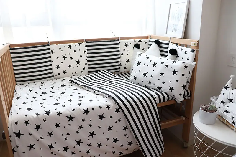 Nordic Striped Star Crib Bedding Set With Bumper