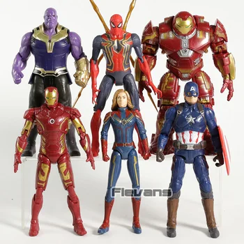 

Avengers Endgame Captain Marvel Captain America Iron Man Thanos Spiderman Hulkbuster PVC Action Figures Toys 6pcs/set