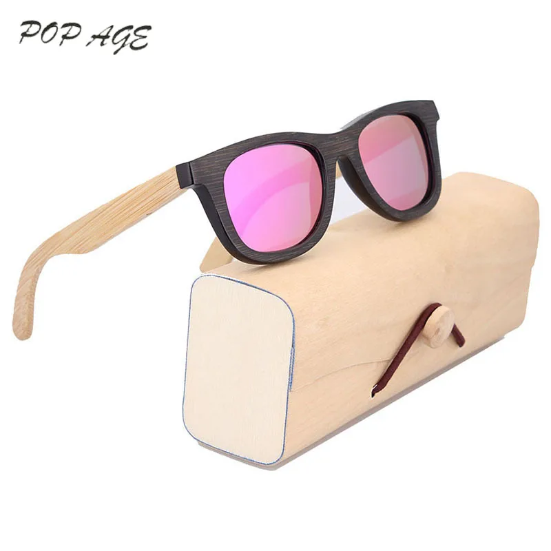 아이 나무 선글라스, 안티 UVA 방지 UVB 편광 핑크 선글라스, 100 % 진짜 대나무 나무 안경 소녀 소년 안경