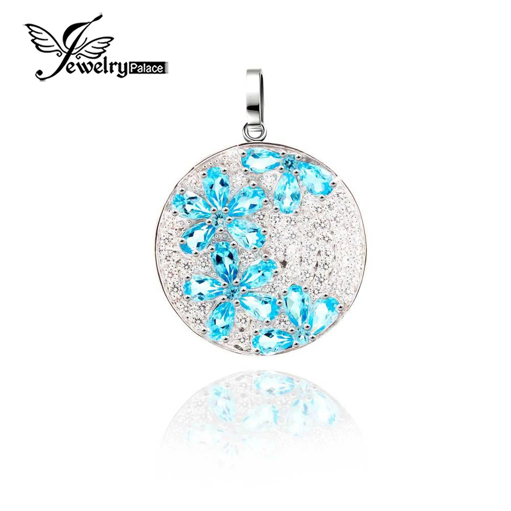 

Attractive Halo Shining Cubic Zirconia Dazzling Natural Blue Topaz Pendants Solid 925 sterling silver Fabulous Fine Jewelry