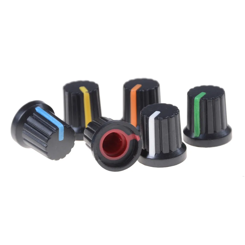 Best Price 10 Pcs knob 6mm Shaft Hole Dia. Plastic Threaded Knurled