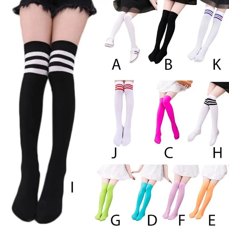 

Kids Girls Autumn Long Tube Bright Sweet Candy Color Child Princess Thigh High Stockings School Student Over Knee Hosiery
