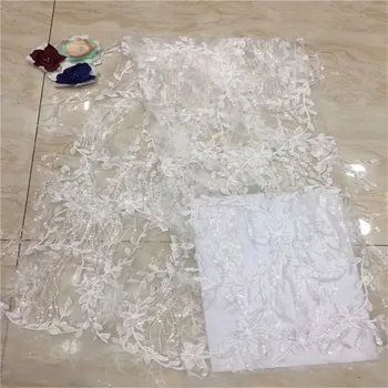 

African Lace Fabric 2019 Tassels white High Quality Lace French Sequins Lace Fabric Beautiful Lace For Nigerian Wedding