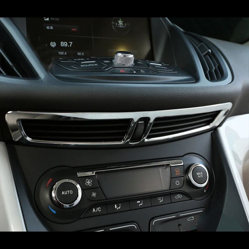 

ABS Chrome Air Condition Vent Decorative Cover Trim Sequin Sticker for Ford Kuga Accessories 2013 2014 2015 2016