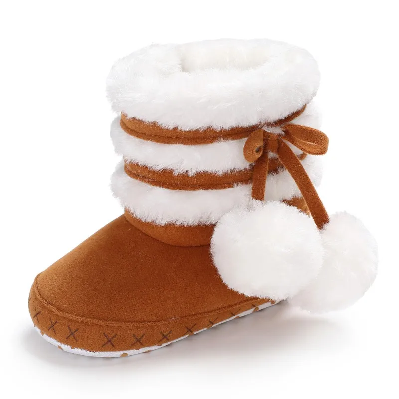 Детские зимние сапоги для новорожденных зимние сапоги классические кроссовки теплые мягкие Лук Детские плюс вниз теплые сапоги детская обувь