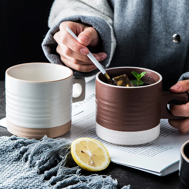 

Creative Ceramic Mug Office Home Coffee Milk Juice Tea Breakfast Black White Porcelain Mugs Luxury Gift Wedding Decoration 400ML