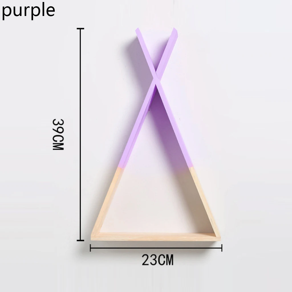 Настенная полка-стеллаж для хранения в декоративных полках деревянная треугольная полка для ванной витрина для гостиной спальни украшения детской комнаты - Цвет: Фиолетовый