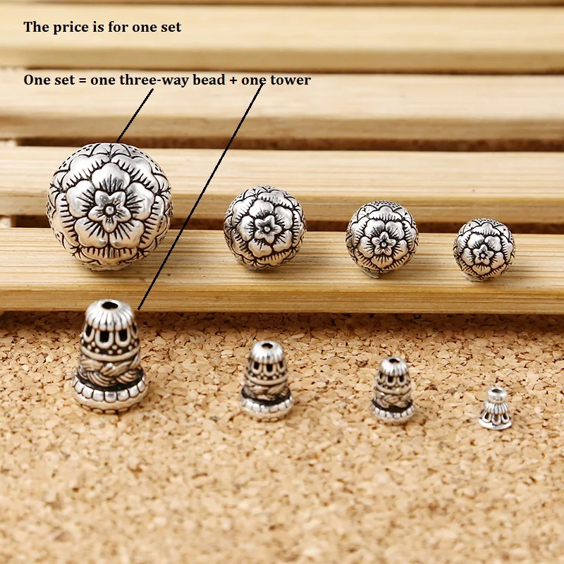 1 Set Tibetan Silver Carved Guru Bead Jewelry Making Craft Finding Beads 12/20mm 
