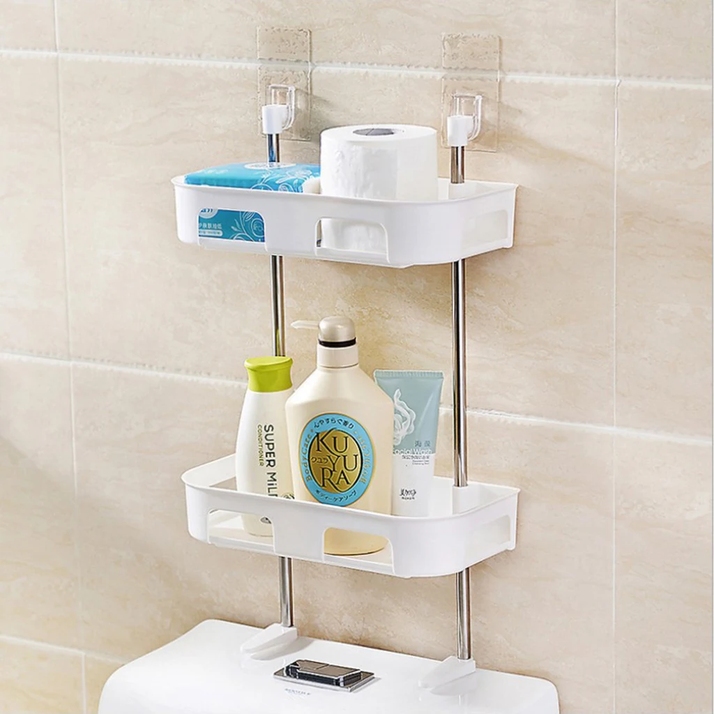 1/2/3 Layers Toilet Shelf Bathroom Storage Rack Wall-mounted Shower Shelf Shampoo Tissue Towels Holder Toilet Shower Organizer