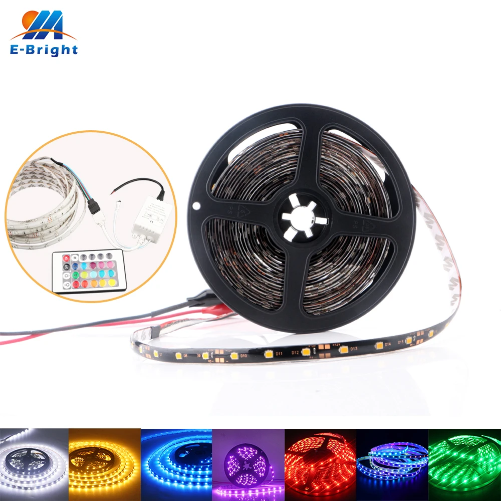 

5 Meter 12V /24V 3528 300SMD Flexible LED Strip Light RGB Strobe Flash Single color white IR Remote Controller 2A Adapter Light