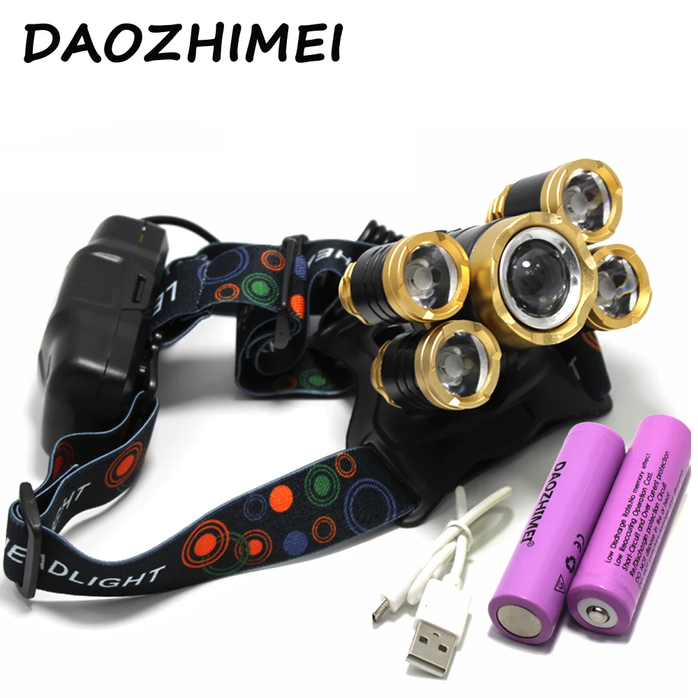 

15000 lumens rechargeable Zoom led headlamp head flashlight torch head lamp waterproof lights USB headlight 18650 battery