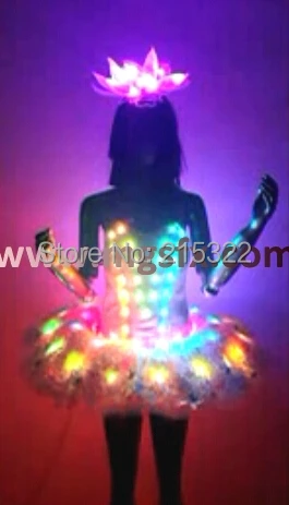 

Free shipping led dance light up skirt / color change led costume suit