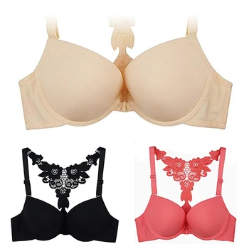 

Fshion Women's Sexy Front Closure Lace Racer Back Racerback Push Up Y-line Straps Bra Cup B
