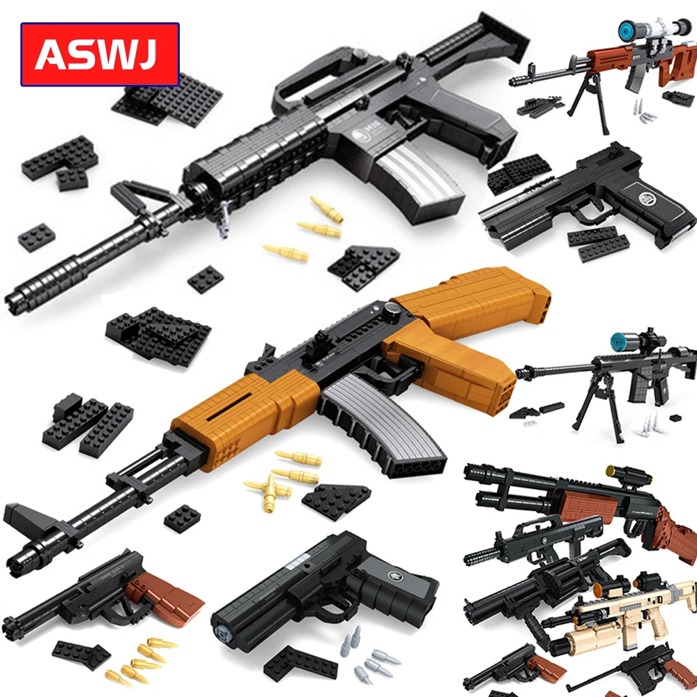 Снайперская винтовка SWAT AK47 набор строительных блоков Desert Eagle совместимы со всеми