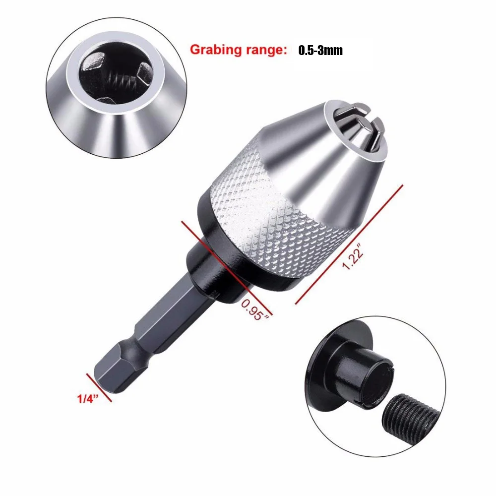 3-Jaw Drill Chuck Keyless Drill Chuck Screwdriver Impact Driver Adaptor Hex Shank Drill Bit Tool Quick Change Convertor Adapter 3-Jaw Drill Chuck Keyless Drill Chuck Screwdriver Impact Driver Adaptor Hex Shank Drill Bit Tool Quick Change Convertor Adapter