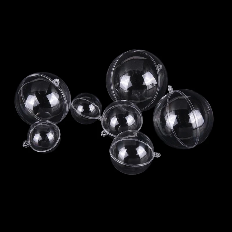 1 PC 4-8 cm caja de dulces de plástico transparente para Navidad adorno de bola de Navidad adornos para árbol rellena nuevo claro bolas de decoración para el hogar