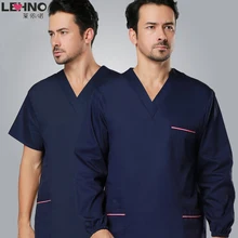 Бренд LEHNO не выцветает мужской скраб униформы Хирургическая Одежда стиральная одежда хлопок медицинская одежда топ+ брюки комплект из 2 предметов