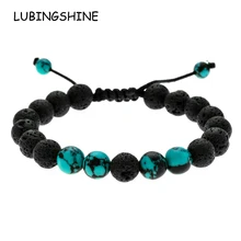 LUBINGSHINE этнический черный натуральный камень Регулируемая цепочка талисманы браслет ручной работы мужские браслеты с бусинами wo мужчины Любовник Ювелирные изделия подарок
