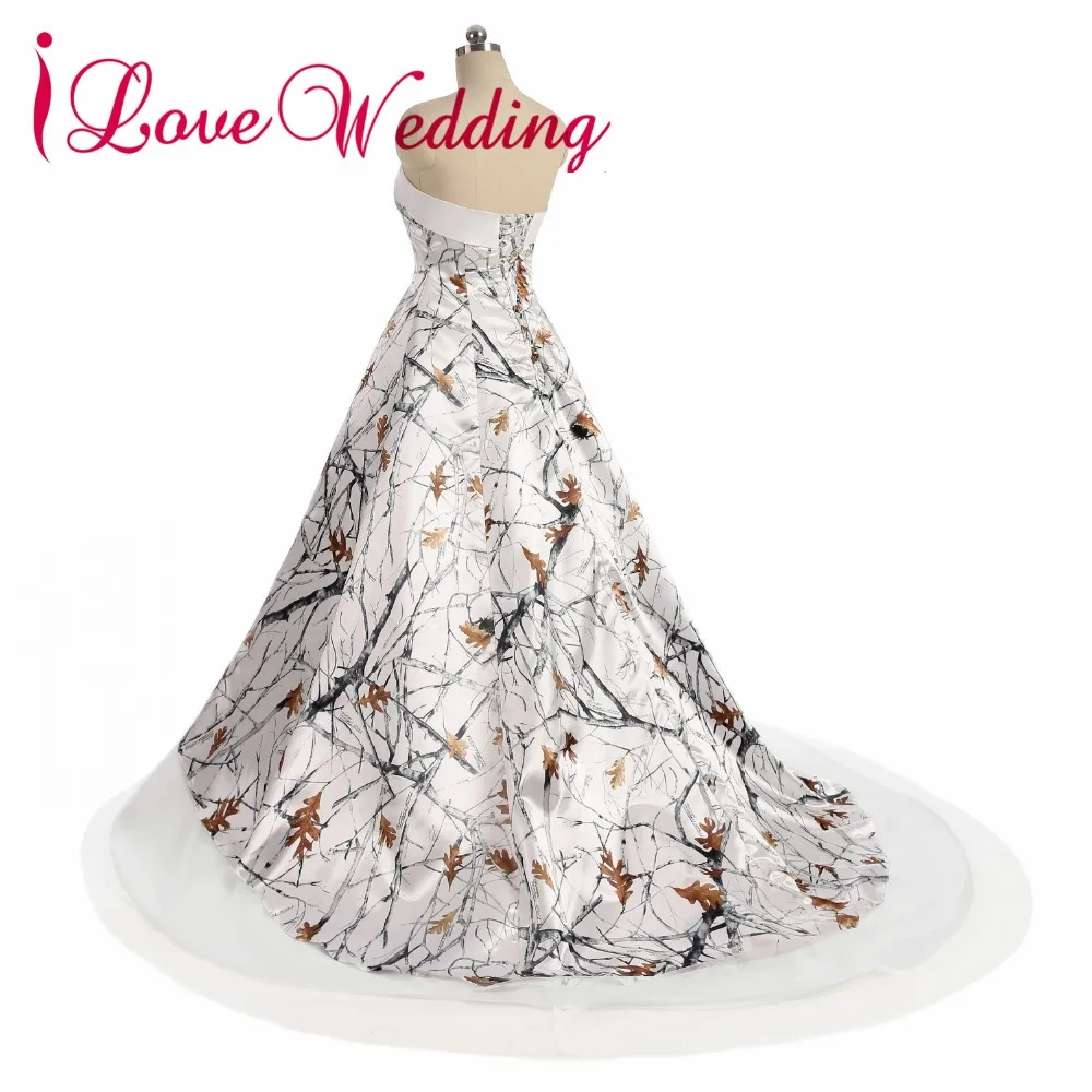 Ilovewedding Ball Gown White Camo Wedding Dresses Strapless