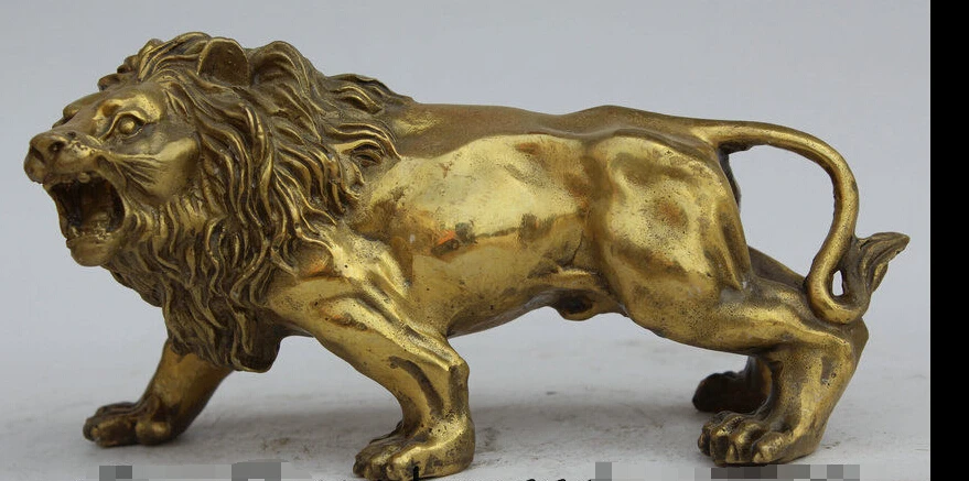 

zhaorui5886666 '' Chinese Brass FengShui HuiFeng Iion Ferocity Run Animal Statue Carving