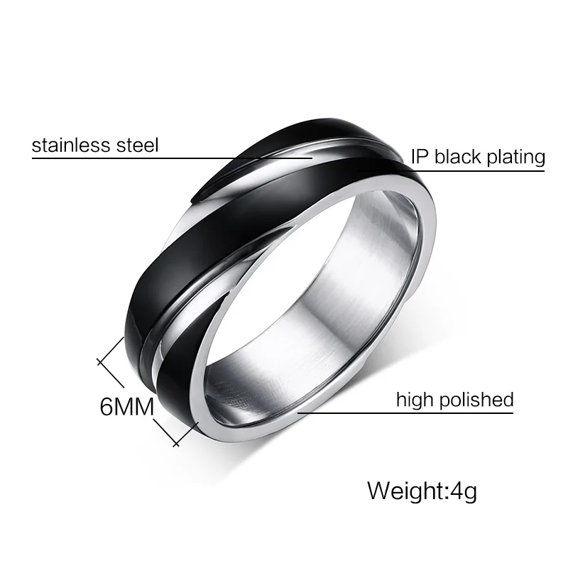 Wedding Ring for Women Men Stainless Steel Black Rose Gold Color Free velvet bag Gift,wedding rings,womens ring,couple rings,finger rings,jewelry rings,ring jewelry