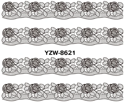 YZWLE 1 лист на выбор водные переводные наклейки для дизайна ногтей очаровательные DIY кружевные цветочные дизайнерские модные аксессуары - Цвет: YZW8621