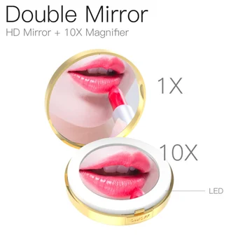 

LED Make up Portable Folding Mirrors Cosmetics Foldable Double Side Mirror