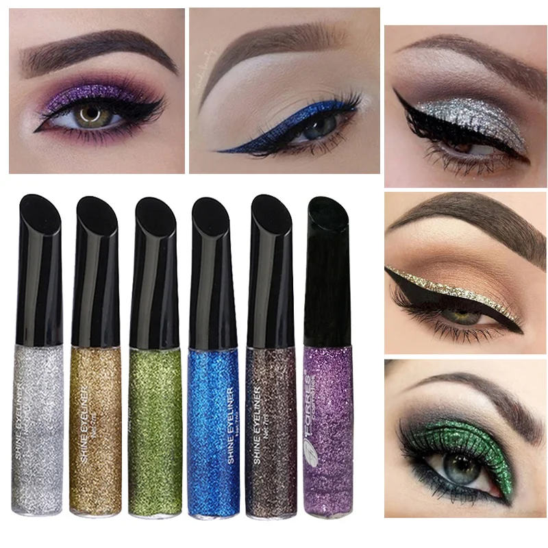Farres Liquid Eyeliner Set 6pcs Glitter Eyeliner Waterproof Color