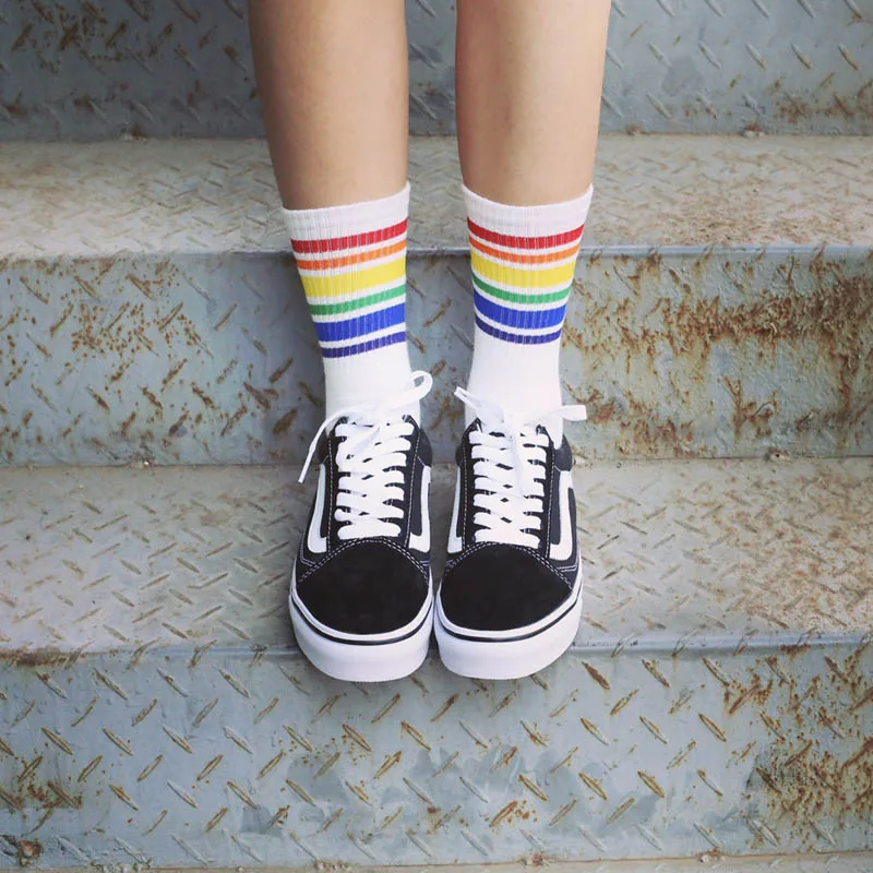 

Pure cotton socks striped black and white, thin cotton spring and summer men's and women's s ocks
