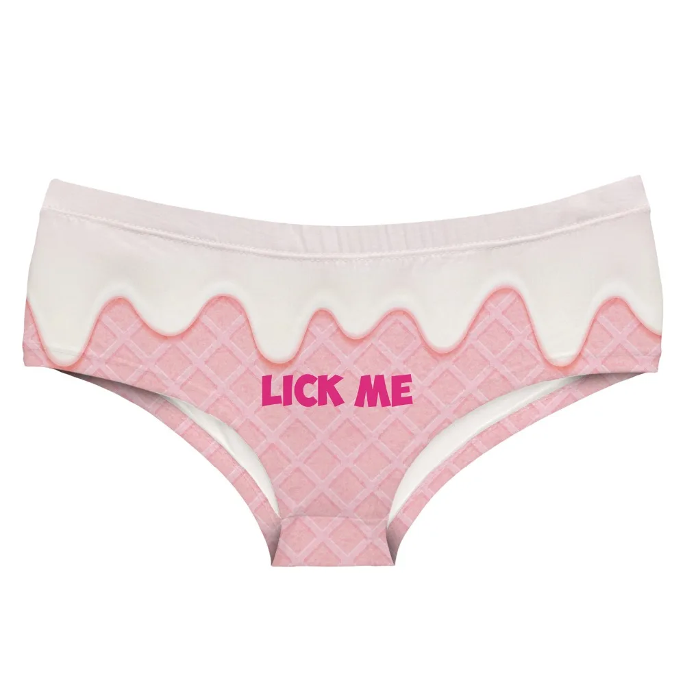 

LEIMOLIS Pink Ice Cream funny print sexy hot panties female kawaii Lovely underwear push up briefs women lingerie thongs