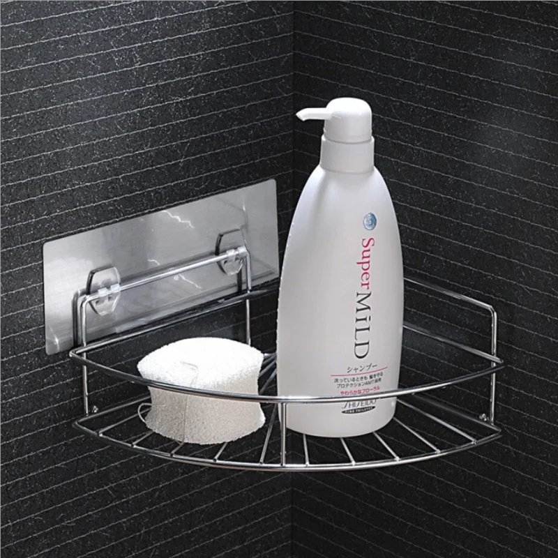 Buy No trace wall type fan shaped rack vacuum sucker fan corner shelf home