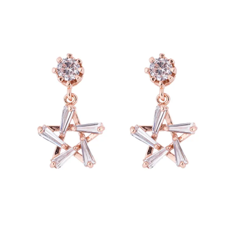 

2018 new needle copper Zirconia Earrings s Star Earrings Korean character earrings for women