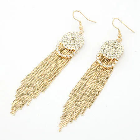 Женские Винтажные висячие серьги Boucle d'oreille длинные с цепочкой и кисточками