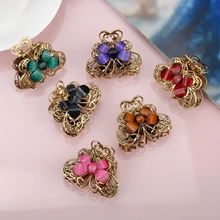 Женский винтажный металлический цветок бабочка маленькая мини заколка для волос зажим для волос ретро хрустальные стразы шпильки для невесты аксессуары для волос