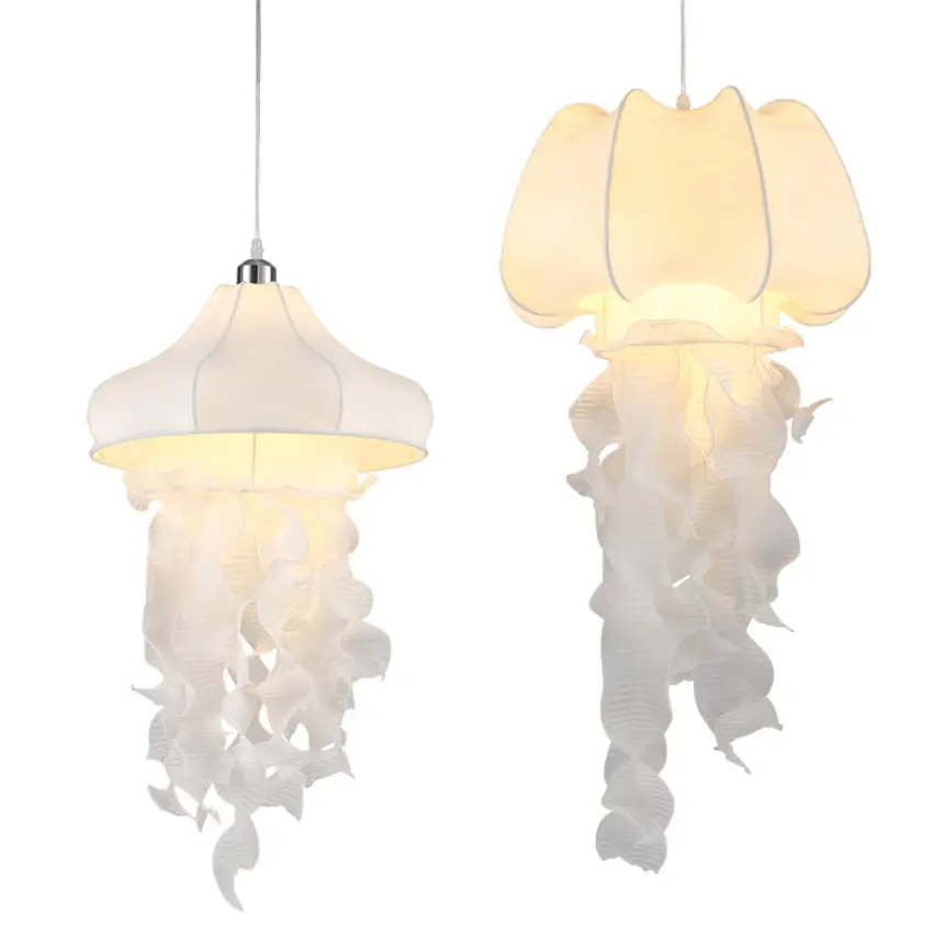 

chinese Silk fabric Jellyfish led pendant lights Personal coffee shop restaurant hanging lamp home deco villa lighting fixtures