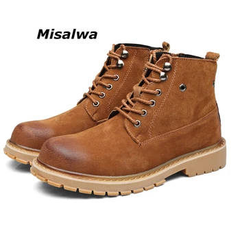 

Misalwa Fashion Casual Men Boots Zipper Lace Up Male Winter Snow Boots Round Toe Suede Desert Tactical Boot Military Boots