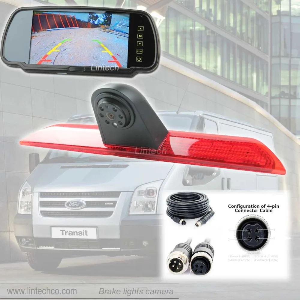 

7" Mirror Monitor Brake lights Camera Backup system kit for Ford Transit with Parking lines