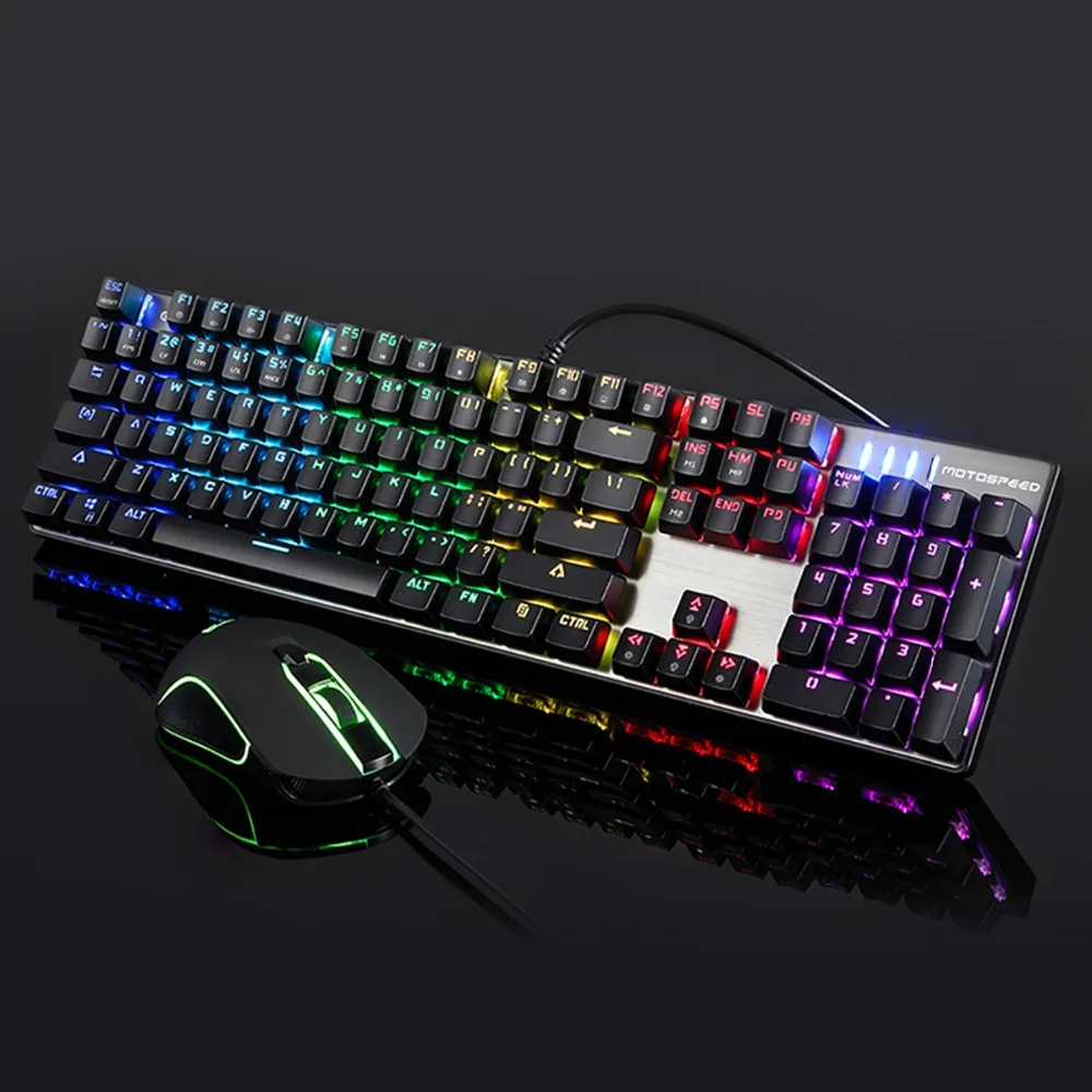 Motospeed CK888 механическая клавиатура RGB подсветка светодиодный USB Проводная клавиатура мышь набор с кабелем 1,8 м для компьютера Pro Gamer