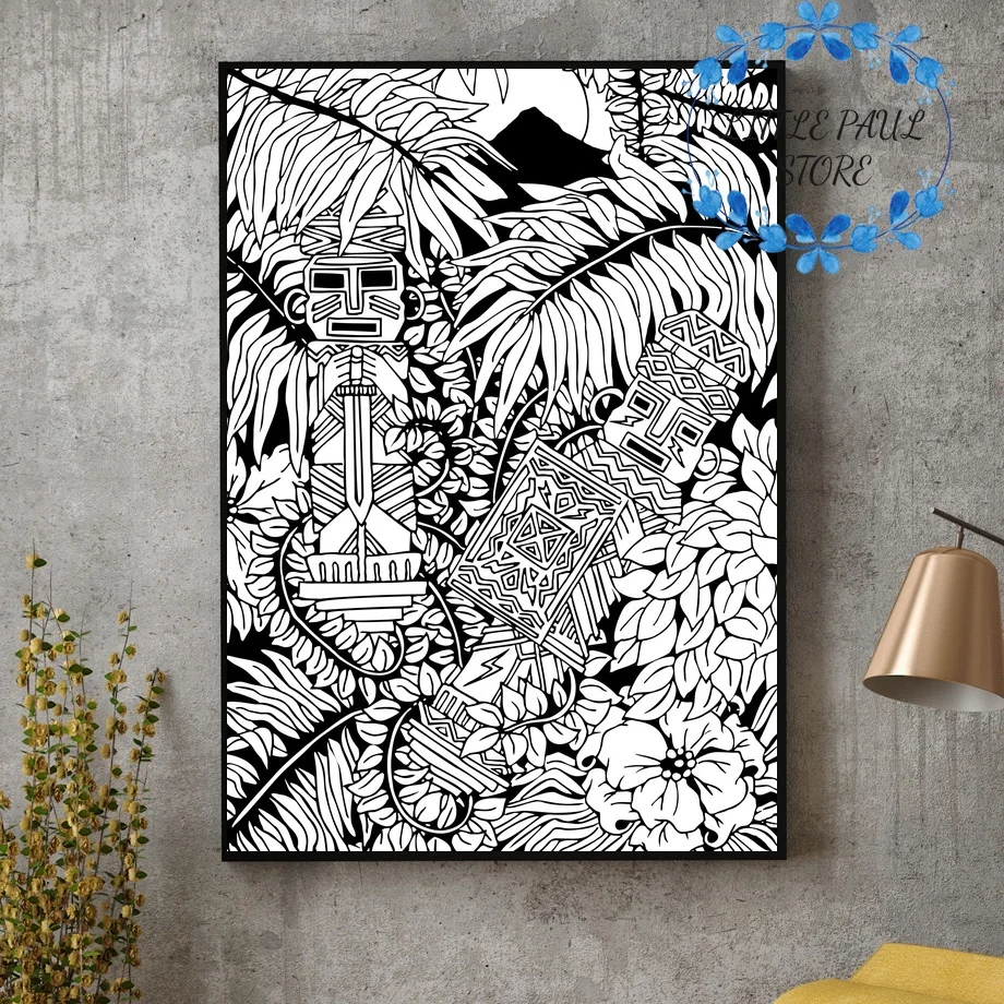 

Abstract Aztec Warriors Totems Art Canvas Poster Wall Picture for Living Room No Frame