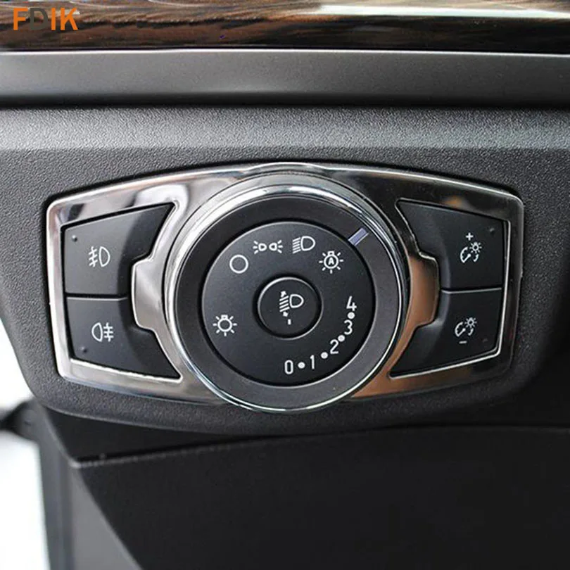 

Stainless Mirror Headlight Switch Button Frame Cover Trim Accessories Decoration for Ford Fusion / Mondeo 2013 2014 2015