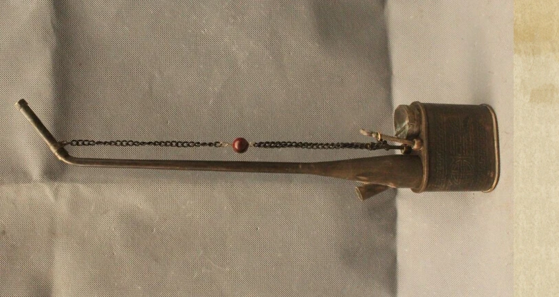 

18"China Chinese Folk Old Bronze handwork carving collectible smoking pipe