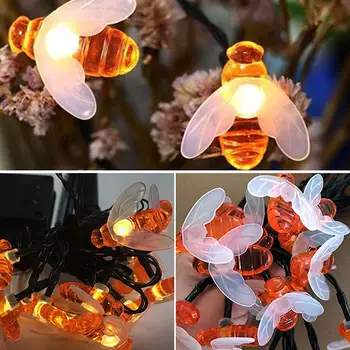 

20/30/50Leds Solar Power Honey Bee LED Light String Outdoor Garden Lamp Waterproof Lights Chain Christmas Party Decoration