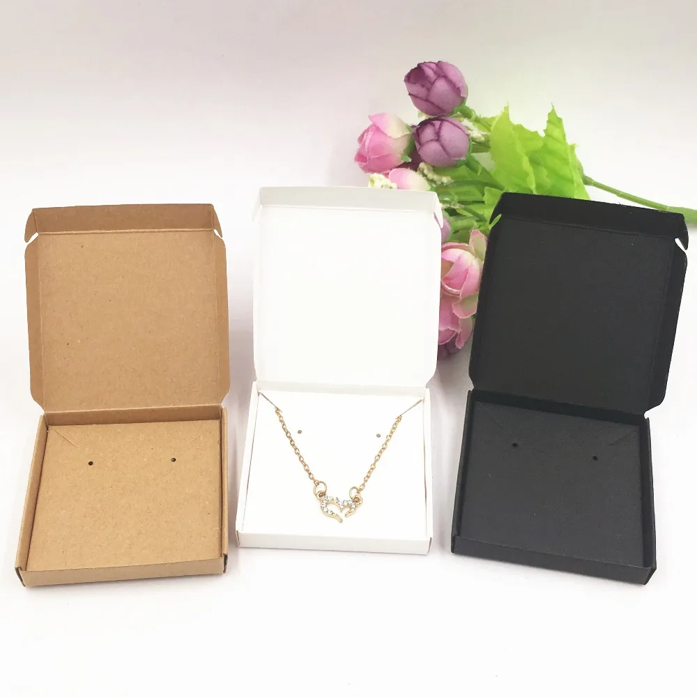 Rolin Roly 2PCS Scatola per Collana Regalo Scatola a Forma di Piazza per Pendente Collana LED Scatole Regalo Nero per Gioielli Necklace Box with Light (Black