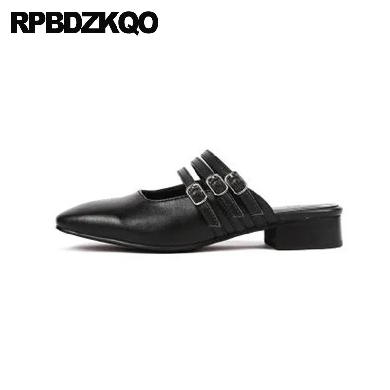 

Square Toe Vintage Walking Designer Shoes Women Luxury 2018 Mules Slip On Brown Mary Jane Flats Black Runway Ladies Slippers
