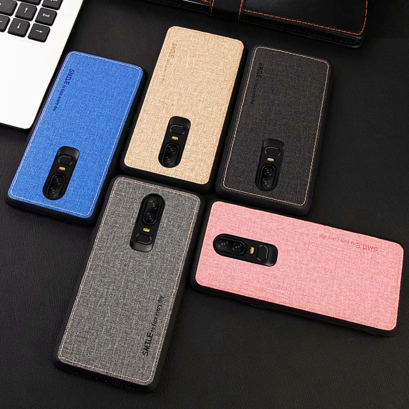 

For Oneplus 6 Fashion Silicone Case Plain Fabric Textile Cloth Cover Phone Cases For Oneplus 6 TPU Mobile Phone Case Back Cover
