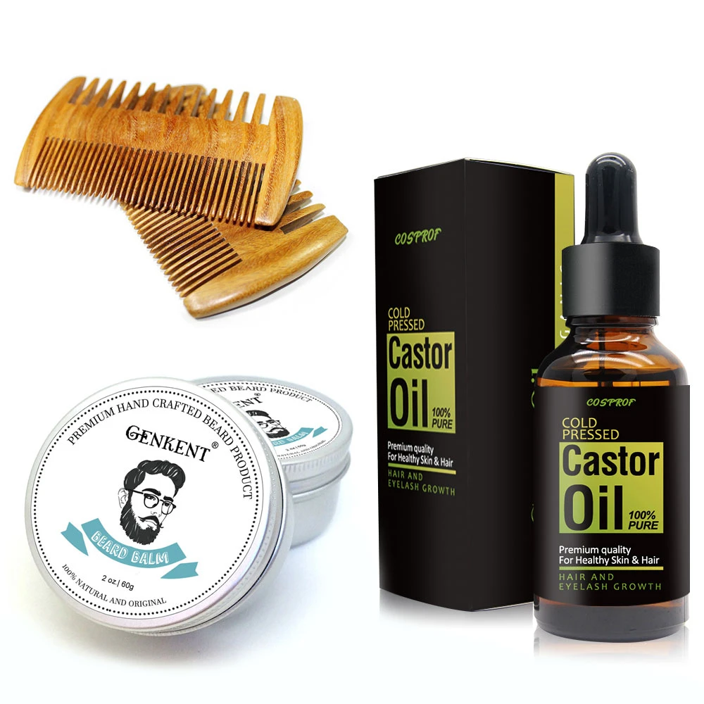 

Beard Moisturizing Kit for Men Care Nurse Beard Balm,Handmade Beard Comb, 30ml Beard And Hair Growth Castor Oil