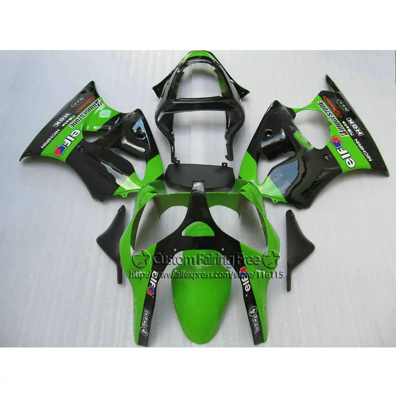Набор обтекателей для Kawasaki ZX-6R 2000-2002 комплект Ninja 636 ZX6R 00 01 02 зеленый черный Новые