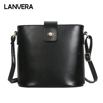 

LANVERA brand women solid casual rivet totes zipper bucket handbag hotsale ladies party purse crossbody shoulder messenger bags