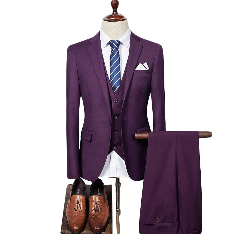 

(jackets+vest+pants)2016 male qiu dong season high-grade fashion business BLAZERS/Male in pure color suits three-piece suit